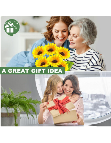 Luces Solares de Girasol EDOF - Paquete de 2, 12 Flores