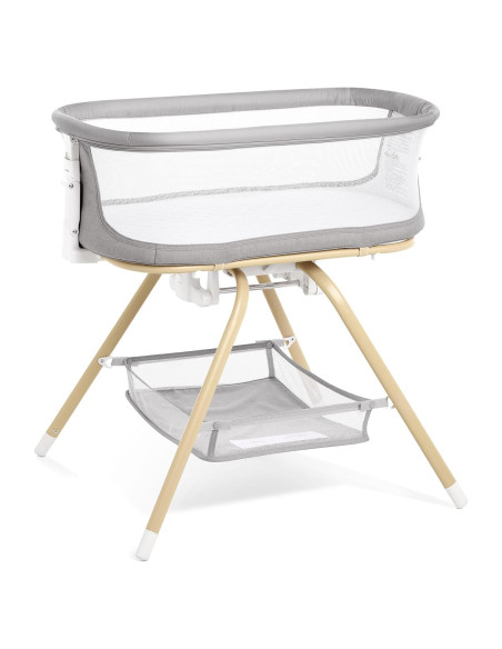 Cuna 3 en 1 ANGELBLISS Gris - Mecedora, Lateral y Nido Portátil