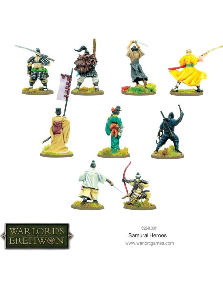 Conjunto de Héroes Samurai Warlord Games - 9 Miniaturas