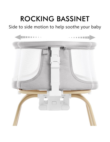 Cuna 3 en 1 ANGELBLISS Gris - Mecedora, Lateral y Nido Portátil