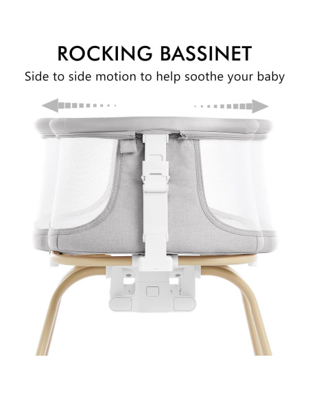 Cuna 3 en 1 ANGELBLISS Gris - Mecedora, Lateral y Nido Portátil