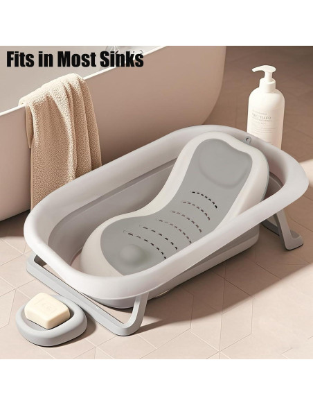 Soporte de Baño PandaEar Plegable para Bebés 0-6 Meses Gris