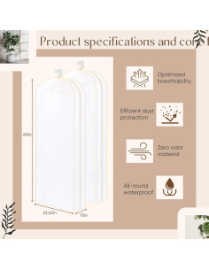 Bolsas de Ropa Transparentes Chunful 4-Pack 60" x 10" 2