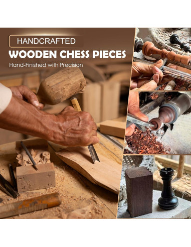 Piezas de Ajedrez de Madera Handicraftviet 34 Piezas 10 cm
