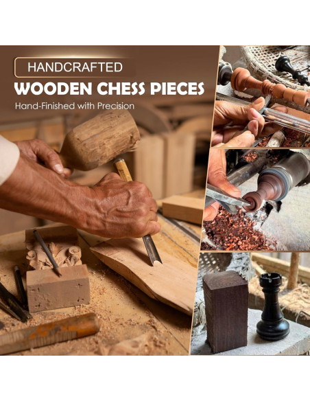 Piezas de Ajedrez de Madera Handicraftviet 34 Piezas 10 cm