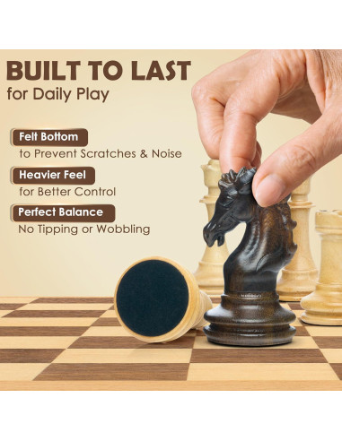 Piezas de Ajedrez de Madera Handicraftviet 34 Piezas 10 cm