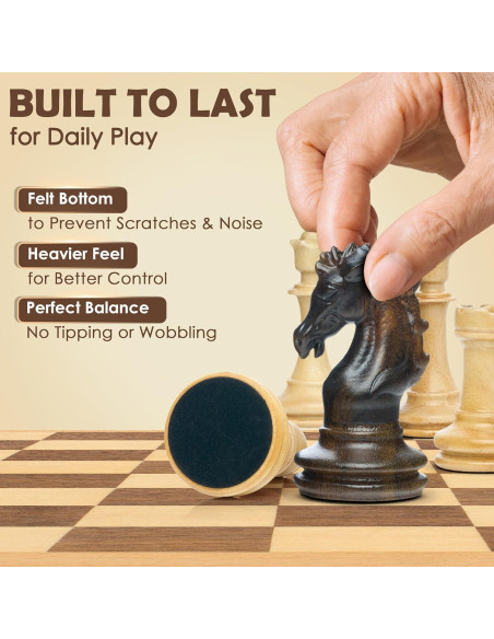 Piezas de Ajedrez de Madera Handicraftviet 34 Piezas 10 cm