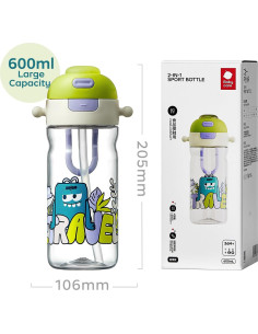 Taza para Niños bc babycare 600ml Verde a Prueba de Fugas 2