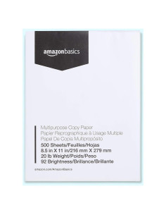 Papel de impresora Amazon Basics 21.6x27.9 cm 500 hojas