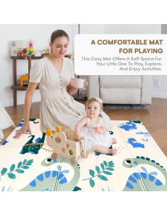 Alfombra de Juego Reversible 198x132cm Dinosaurio Azul 2