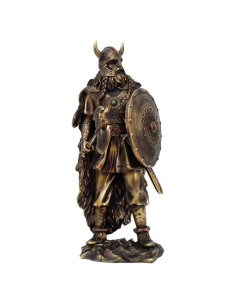 Estatua Guerrero Vikingo 34.29 cm Resina Electrochapada