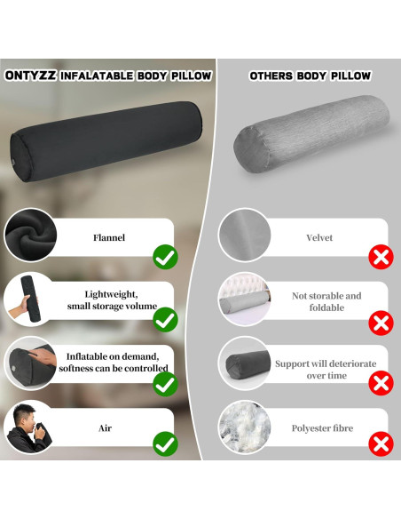 Almohada Inflable Corporal ONTYZZ 120x20cm Negra para Dormir