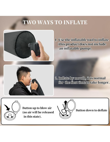 Almohada Inflable Corporal ONTYZZ 120x20cm Negra para Dormir