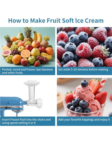 Accesorio de Helado MEILEYII para Batidora Kitchenaid - Sorbete y Yogur Saludable