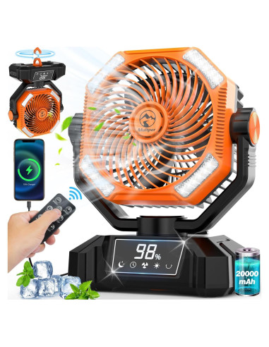 Ventilador de Camping Multper 20000mAh Oscilante con LED