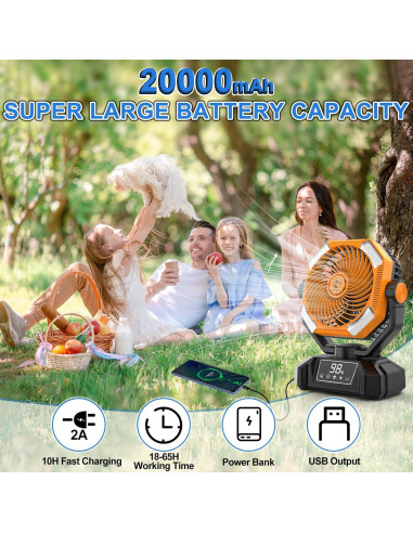 Ventilador de Camping Multper 20000mAh Oscilante con LED