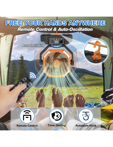 Ventilador de Camping Multper 20000mAh Oscilante con LED