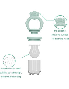 Alimentador de Comida para Bebés Silicona 2 Pcs Azul Verde 2