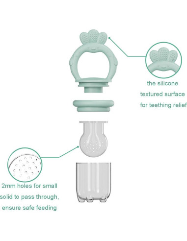 Alimentador de Comida para Bebés Silicona 2 Pcs Azul Verde