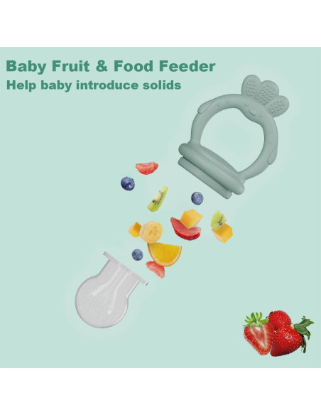 Alimentador de Comida para Bebés Silicona 2 Pcs Azul Verde