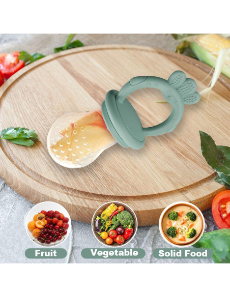 Alimentador de Comida para Bebés Silicona 2 Pcs Azul Verde