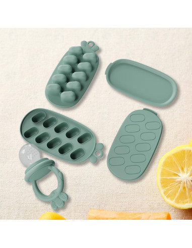 Alimentador de Comida para Bebés Silicona 2 Pcs Azul Verde
