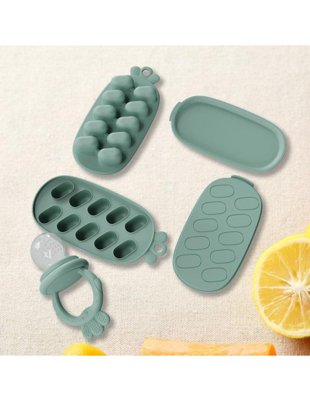 Alimentador de Comida para Bebés Silicona 2 Pcs Azul Verde