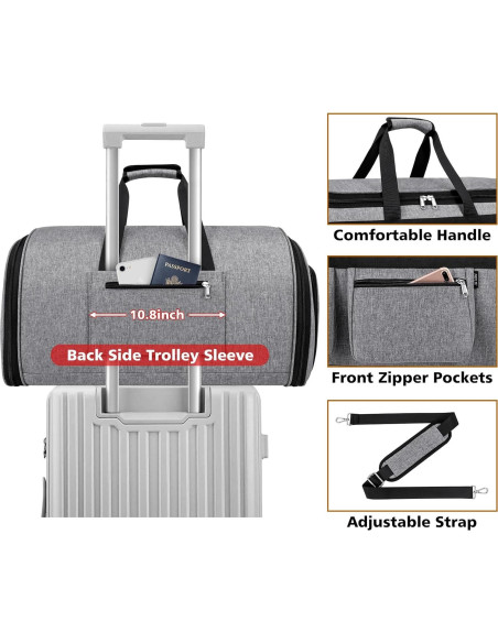 Bolsa de viaje tipo duffel IBFUN 2 en 1 para ropa y zapatos