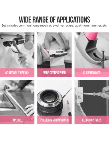 Juego de Herramientas para el Hogar 20 Piezas Elvesoar Rosa