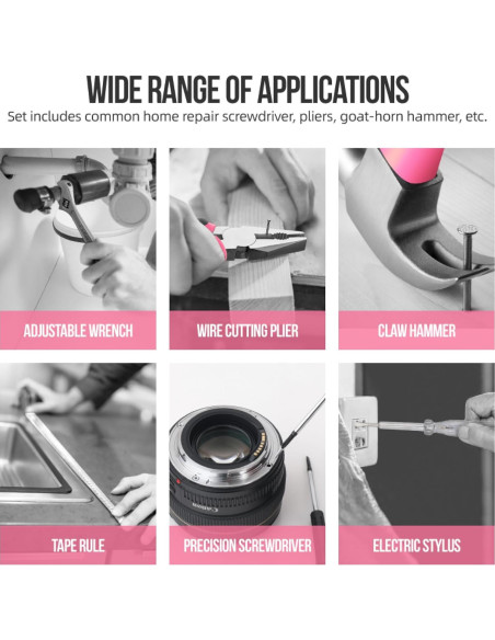 Juego de Herramientas para el Hogar 20 Piezas Elvesoar Rosa