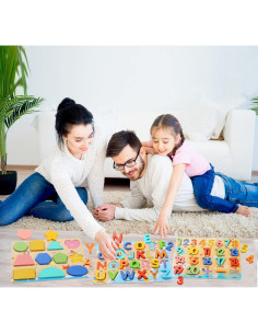 Rompecabezas de Madera Voamuw para Niños 3-6 Años - Letras, Números y Formas 2