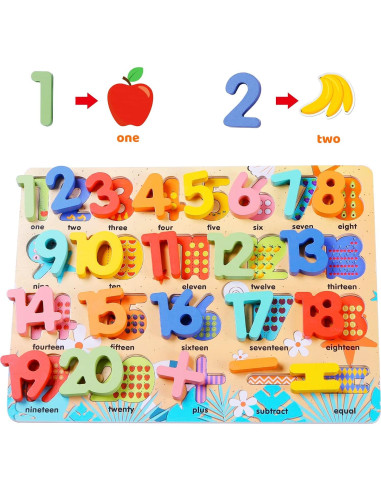 Rompecabezas de Madera Voamuw para Niños 3-6 Años - Letras, Números y Formas