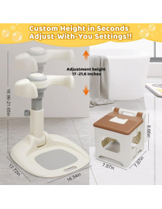 Soporte Plegable para Ducha de Bebé Gris - Altura Ajustable 43-55 cm 2