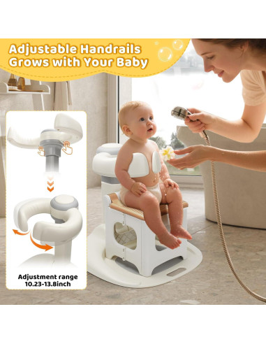 Soporte Plegable para Ducha de Bebé Gris - Altura Ajustable 43-55 cm