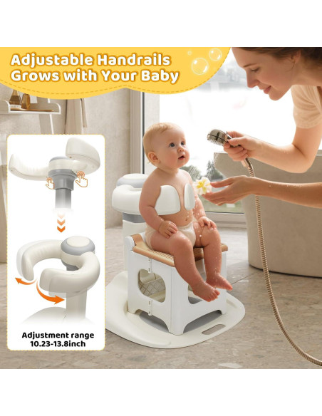 Soporte Plegable para Ducha de Bebé Gris - Altura Ajustable 43-55 cm