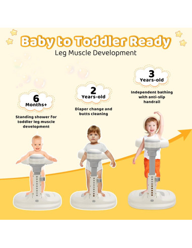 Soporte Plegable para Ducha de Bebé Gris - Altura Ajustable 43-55 cm