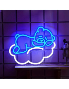 Letrero de Neón LED Oso Azul Mllusxg 40x32 cm Decoración 2