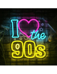 Letrero Neón LED Looklight Me Encanta los 90s 29x32cm 2