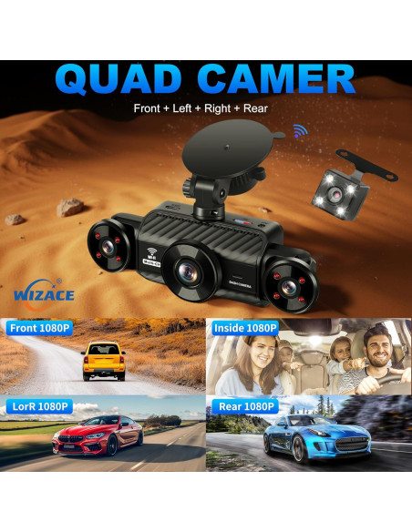 Cámara Dash 4 Canales WIZACE 2K con Control APP y WiFi 5G