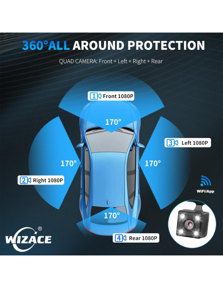 Cámara Dash 4 Canales WIZACE 2K con Control APP y WiFi 5G