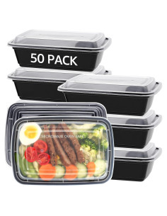 Pack de 50 Contenedores Rectangulares 24 oz - A Prueba de Fugas