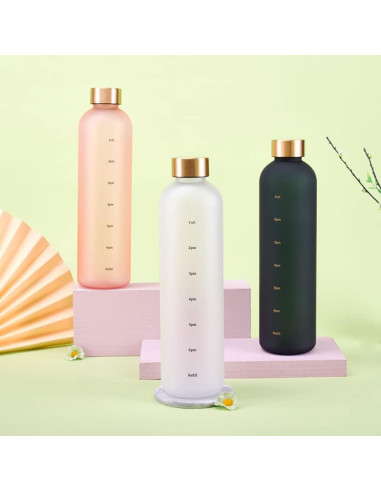 Botella de Agua Eforcase 1L con Marcador de Tiempo Antideslizante