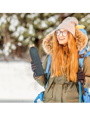 Botella de Agua Eforcase 1L con Marcador de Tiempo Antideslizante
