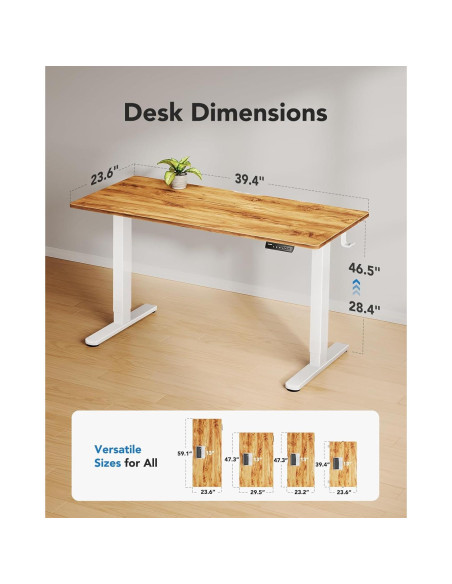 Escritorio de Pie Eléctrico HUANUO 101.6x61 cm Ajustable