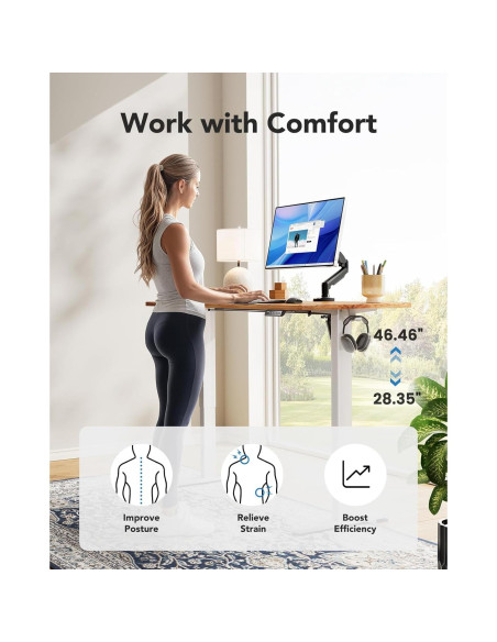 Escritorio de Pie Eléctrico HUANUO 101.6x61 cm Ajustable