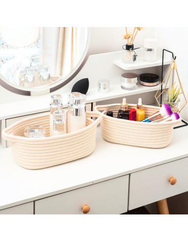 Cestas de Almacenamiento MINTWOOD 5 Piezas Beige Algodón