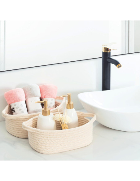 Cestas de Almacenamiento MINTWOOD 5 Piezas Beige Algodón