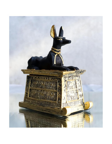 Caja Cartouche Miniatura Anubis Perro Ebros Gift 6.99 cm