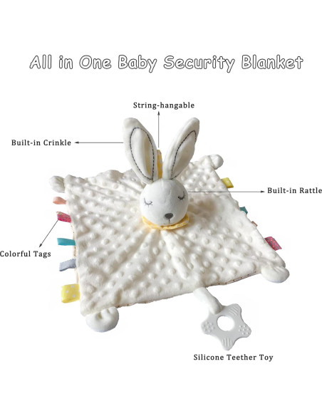 Manta de Seguridad Upalupa Conejo Blanco 30x30 cm con Etiquetas