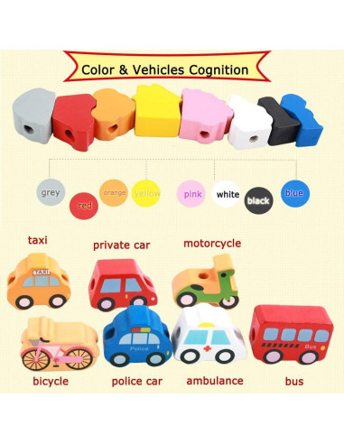 Juguetes Educativos de Madera Newraturner 16 Piezas Enhebrar